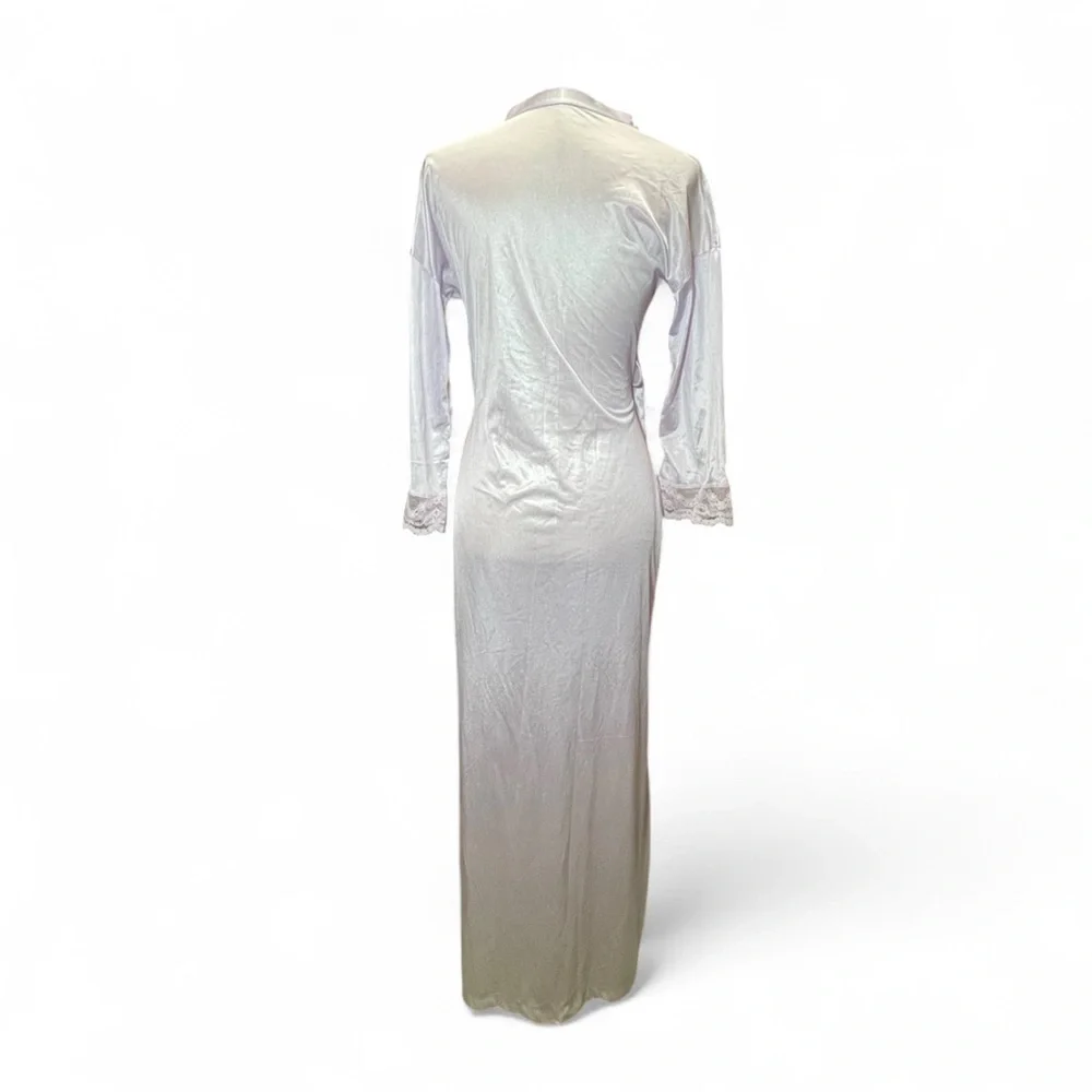 Vintage Fantasy Nightwear Lavender‎ Robe Lace Sleeves Size Small